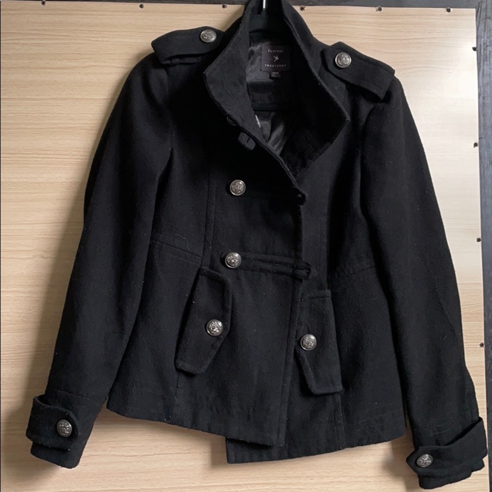 Forever 21 Black coat silver buttons
